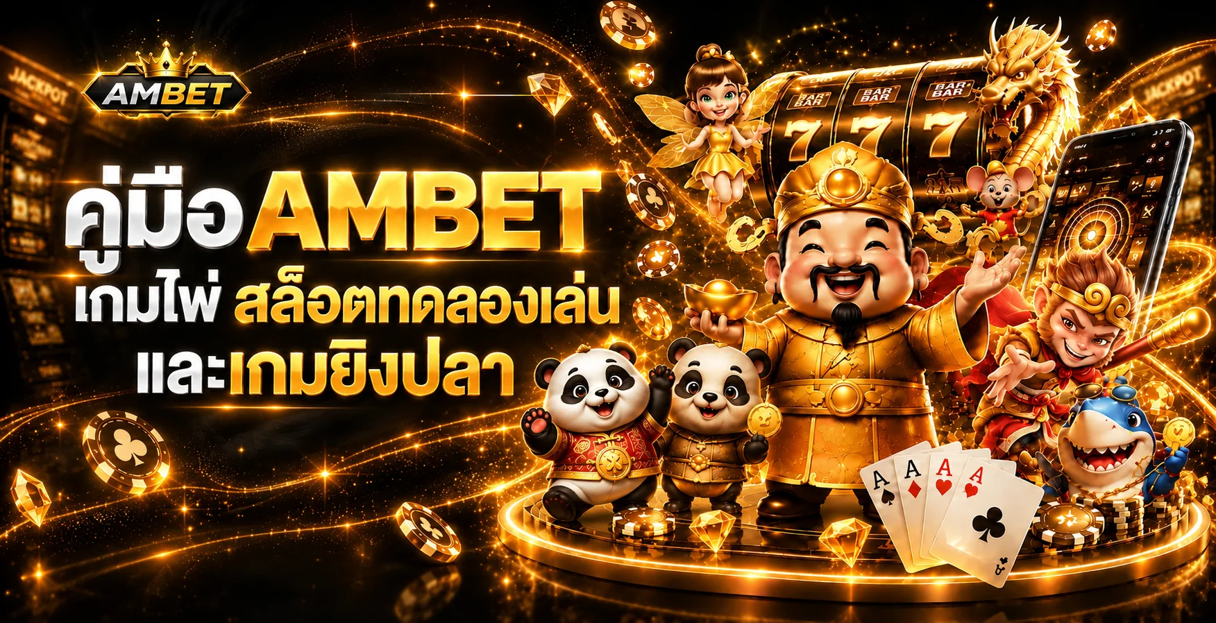 AMBET คู่มือเกมไพ่ สล็อตทดลองเล่น และเกมยิงปลา
